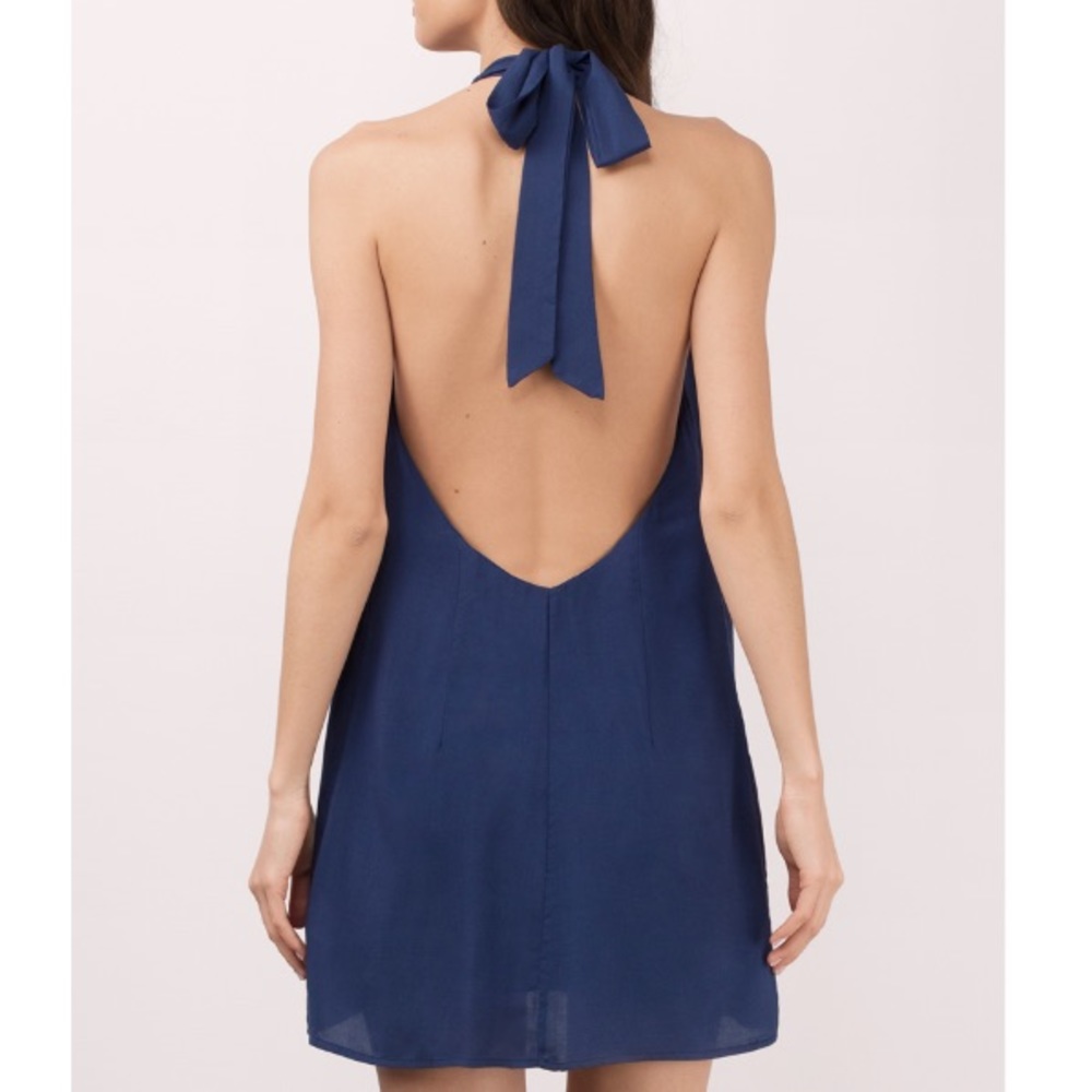 Tobi "Marilyn Halter Shift dress" blue open back